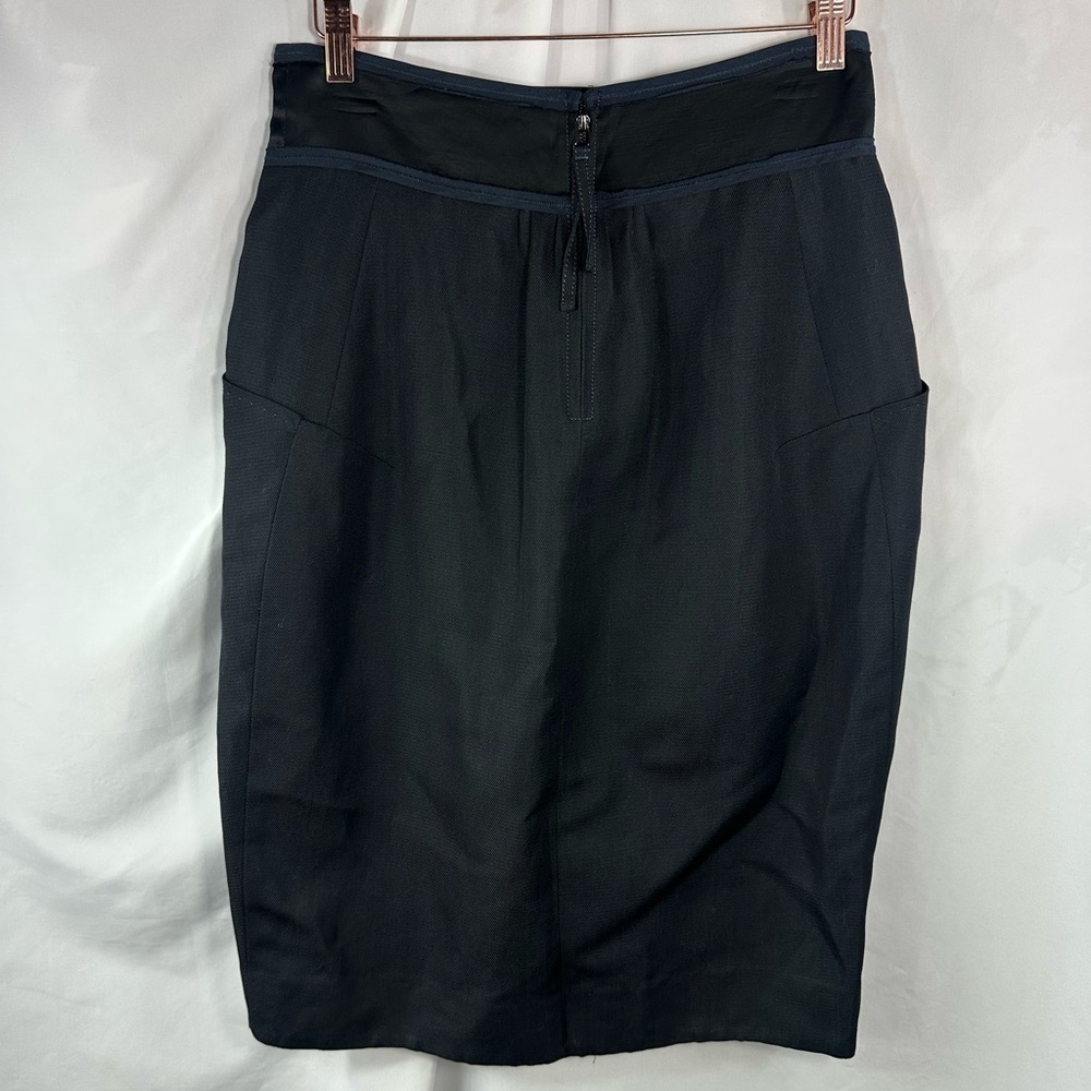 Hanii Y navy tulip midi skirt with wood waist detail size 46 - Picture 4 of 7